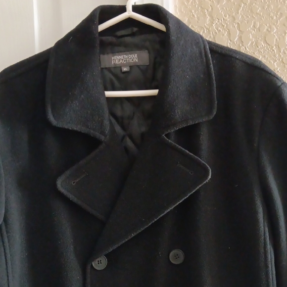 Kenneth Cole Reaction Black Pea Coat - Picture 1 of 10